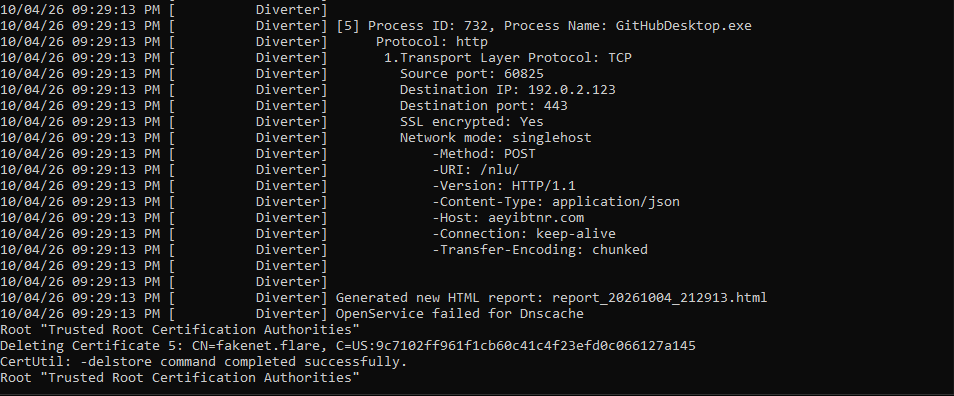 Second run, same sample: a new host, aeyibtnr[.]com.