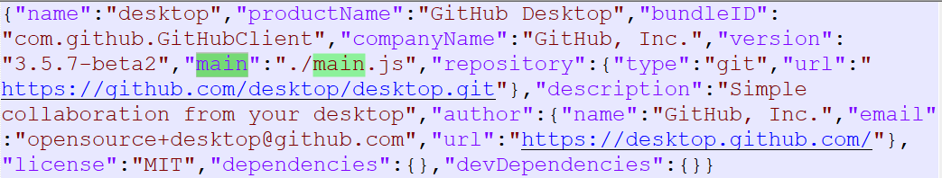 "main": "./main.js" — Electron's entry point.