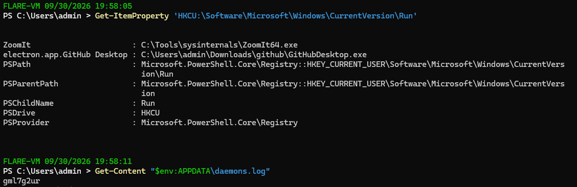 Post-run: the electron.app.GitHub Desktop Run key and the victim ID gml7g2ur.